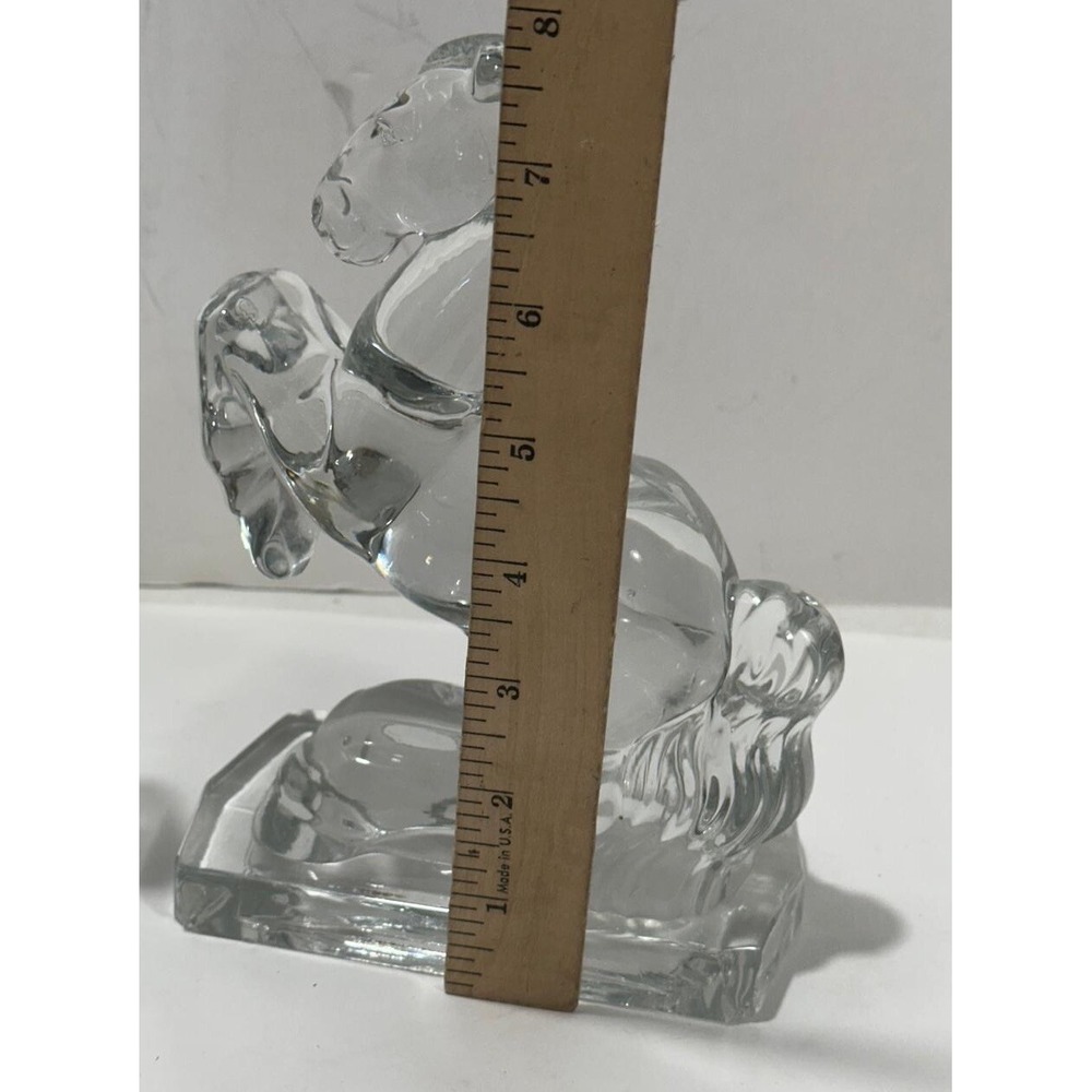 Vintage Clear Glass Pair of 8" HEAVY Rearing Horse Bookends - Picture 10 of 11